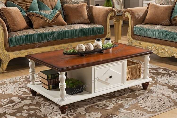 Antique Coffee Table With Drawers_ White Color Coffee Table